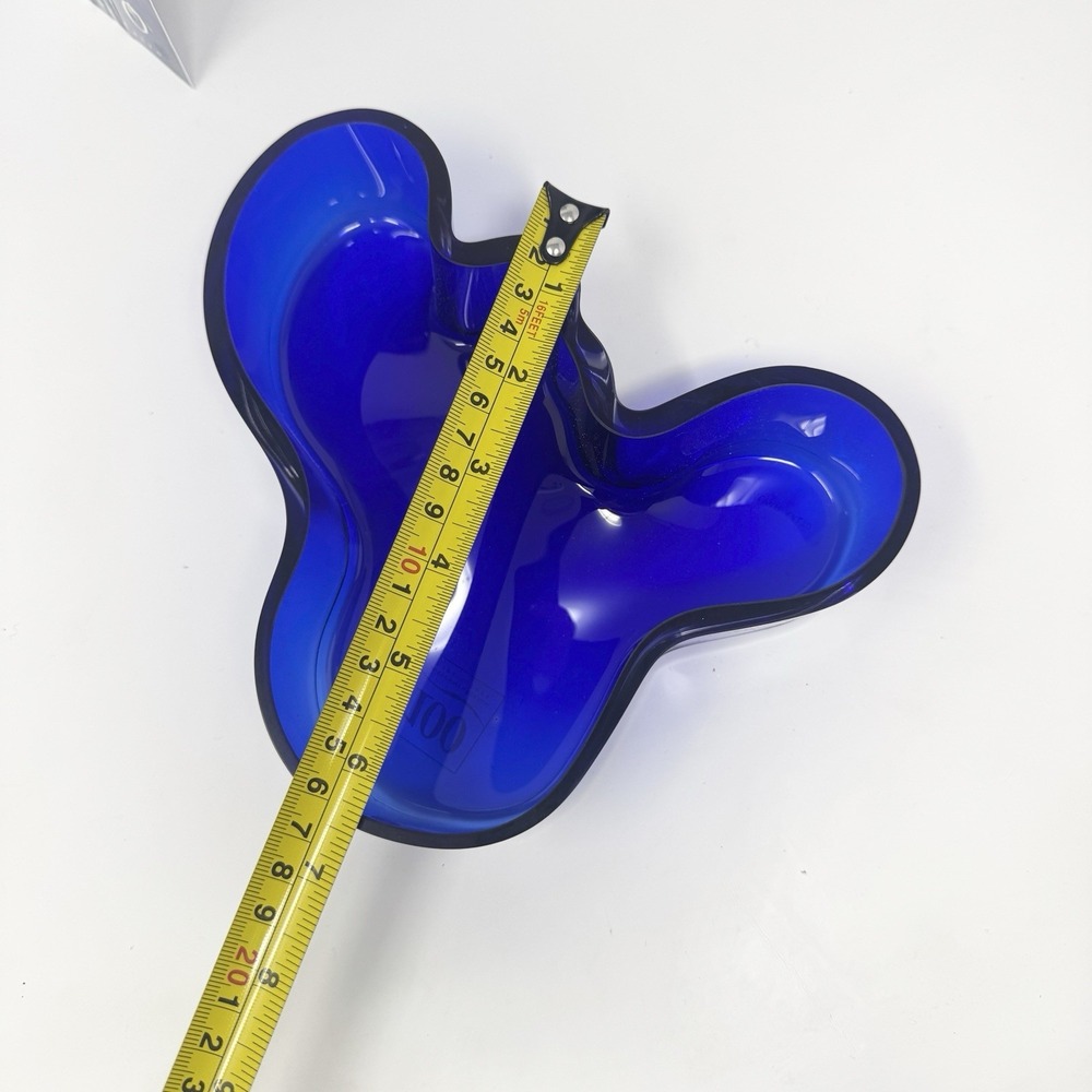 IIttala Alvar Aalto Glass Votive Candle Holder Vase Bowl - COBALT BLUE - Finland - Picture 10 of 11